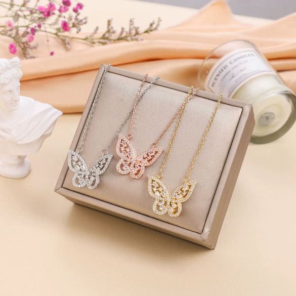 Wholesale Titanium Steel Bow Geometric Electroplated Ochain Women's Necklace Jewelry