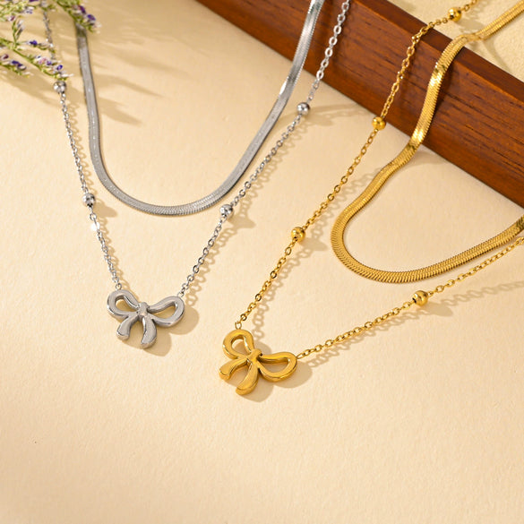 Wholesale Titanium Steel Bow Jewelry Electroplated For Women