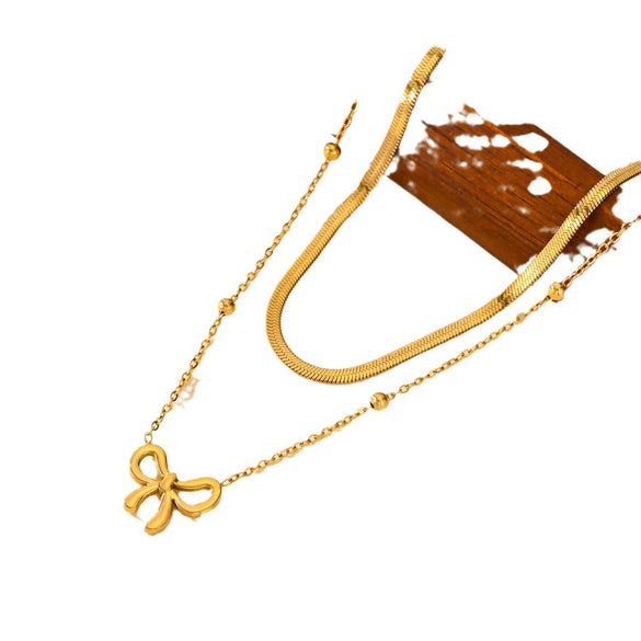 Wholesale Titanium Steel Bow Jewelry Electroplated For Women