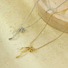 Wholesale Titanium Steel Bow Pendant Collarbone Necklace 18K Gold Plated Fashion Jewelry