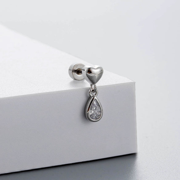 Wholesale Titanium Steel Bow Shape Zircon Earrings For Women With Fairy Style