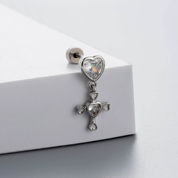 Wholesale Titanium Steel Bow Shape Zircon Earrings For Women With Fairy Style