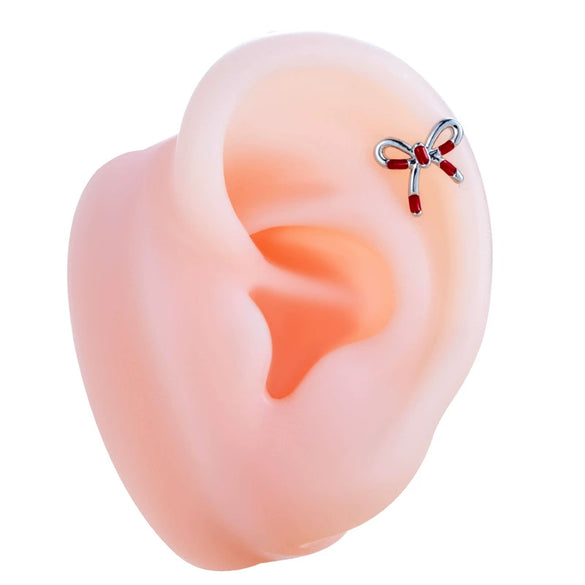Wholesale Titanium Steel Bow Shaped Ear Nails With Zirconia Design For Women