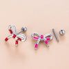 Wholesale Titanium Steel Bow Shaped Ear Nails With Zirconia Design For Women