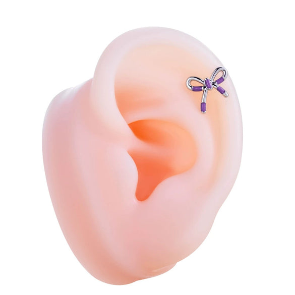 Wholesale Titanium Steel Bow Shaped Ear Nails With Zirconia Design For Women