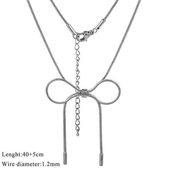 Wholesale Titanium Steel Bow Snake Bone Chain Necklace With Electroplating For Women And Men