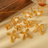 Wholesale Titanium Steel Bow Tie Earrings And Ring For Women 18K Goldplated With Zirconia Design Highend Jewelry