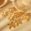 Wholesale Titanium Steel Bow Tie Earrings And Ring For Women 18K Goldplated With Zirconia Design Highend Jewelry