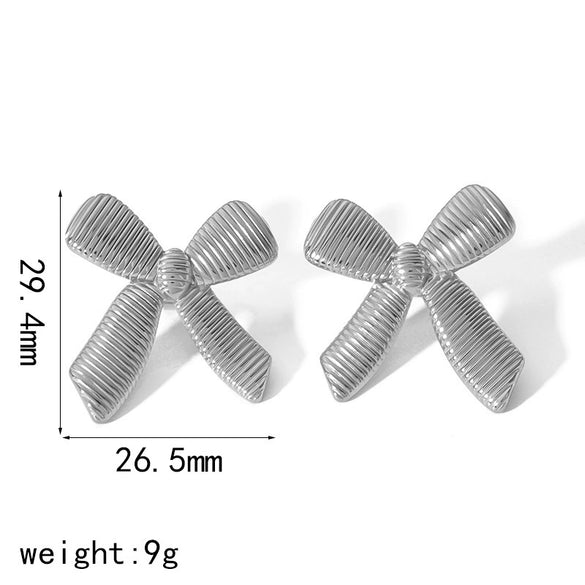 Wholesale Titanium Steel Bow Tie Earrings And Ring For Women 18K Goldplated With Zirconia Design Highend Jewelry