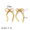 Wholesale Titanium Steel Bow Tie Earrings And Ring For Women 18K Goldplated With Zirconia Design Highend Jewelry