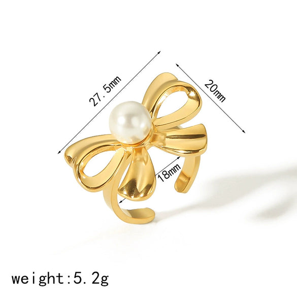 Wholesale Titanium Steel Bow Tie Earrings And Ring For Women 18K Goldplated With Zirconia Design Highend Jewelry