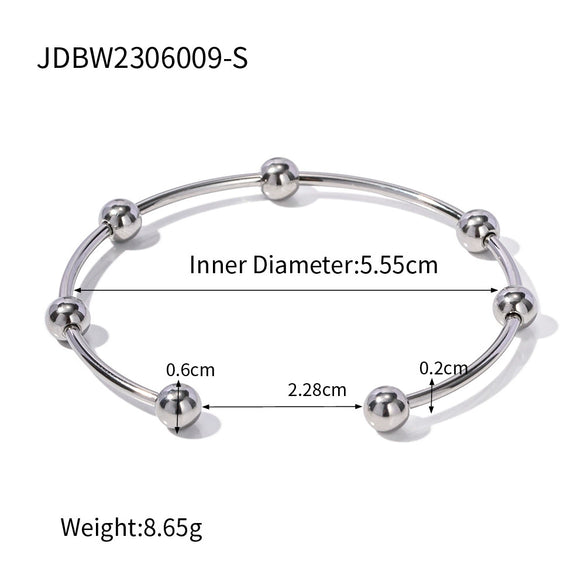 Wholesale Titanium Steel Bracelet With Steel Balls Light Luxury Simple Style Electroplated Treatment Geometric Design