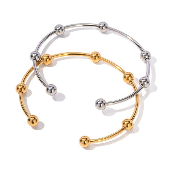 Wholesale Titanium Steel Bracelet With Steel Balls Light Luxury Simple Style Electroplated Treatment Geometric Design