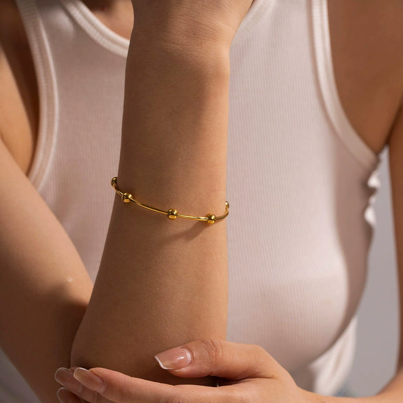 Wholesale Titanium Steel Bracelet With Steel Balls Light Luxury Simple Style Electroplated Treatment Geometric Design
