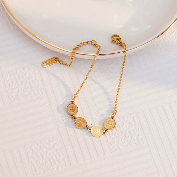 Wholesale Titanium Steel Bracelets Niche Design With Constellation Doll Heart Shape Flower Bow Wave Star Animal Zodiac Letters Numbers Text Electroplated