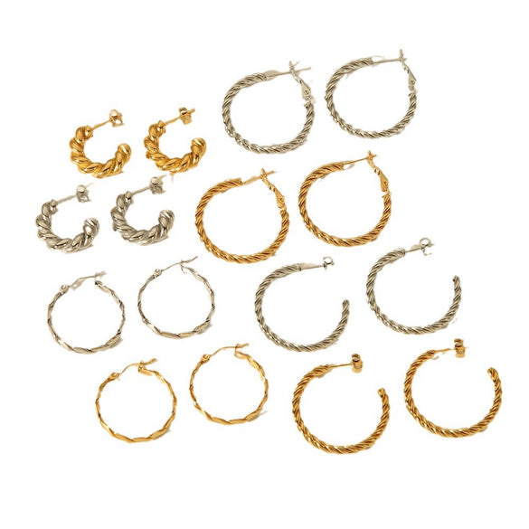 Wholesale Titanium Steel C Shaped Earrings Stainless Steel Vacuum Plated Electroplated Styling Geometric Women's Earrings