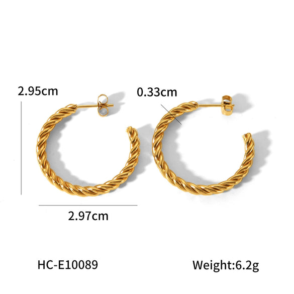 Wholesale Titanium Steel C Shaped Earrings Stainless Steel Vacuum Plated Electroplated Styling Geometric Women's Earrings