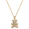 Wholesale Titanium Steel Cartoon Geometric Bear Necklace With Real Gold Micro Inlaid Zirconia And Diamond Treatment