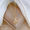Wholesale Titanium Steel Cartoon Geometric Bear Necklace With Real Gold Micro Inlaid Zirconia And Diamond Treatment