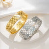 Wholesale Titanium Steel Casting Four Leaf Clover Square Wide Version Women's Exaggerated Style Polish Bracelet