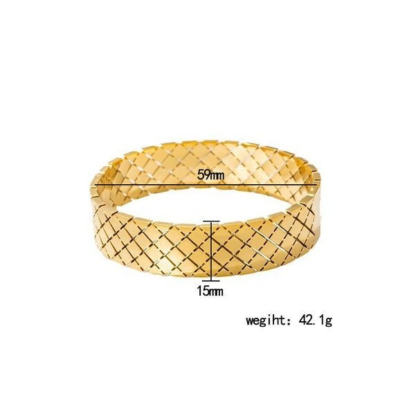 Wholesale Titanium Steel Casting Four Leaf Clover Square Wide Version Women's Exaggerated Style Polish Bracelet