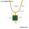 Wholesale Titanium Steel Collarbone Chain With Black Shell Malachite Square Pendant Electroplated Light Luxury Women's Jewelry