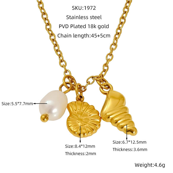 Wholesale Titanium Steel Conch Necklace With Animal Zodiac Pendant Electroplating Design Cross Chain For Women