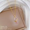 Wholesale Titanium Steel Copper Microinlay Geometric Minimalist Necklace Unisex With Real Gold Electroplating And Diamond Design
