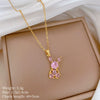 Wholesale Titanium Steel Copper Microinlay Geometric Minimalist Necklace Unisex With Real Gold Electroplating And Diamond Design