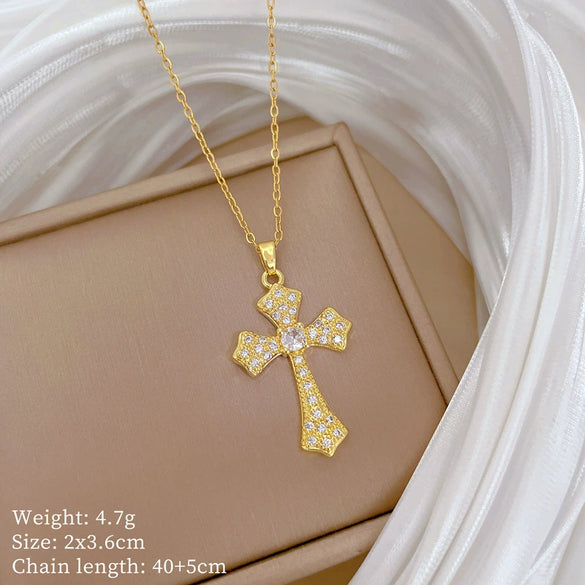 Wholesale Titanium Steel Copper Microinlay Geometric Minimalist Necklace Unisex With Real Gold Electroplating And Diamond Design