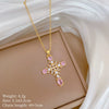 Wholesale Titanium Steel Copper Microinlay Geometric Minimalist Necklace Unisex With Real Gold Electroplating And Diamond Design