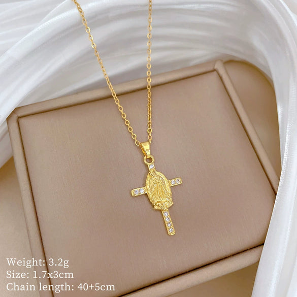 Wholesale Titanium Steel Copper Microinlay Geometric Minimalist Necklace Unisex With Real Gold Electroplating And Diamond Design