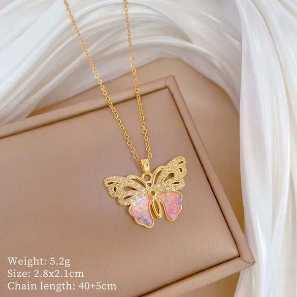 Wholesale Titanium Steel Copper Microinlay Geometric Minimalist Necklace Unisex With Real Gold Electroplating And Diamond Design
