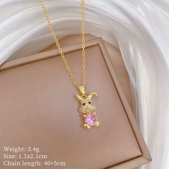Wholesale Titanium Steel Copper Microinlay Geometric Minimalist Necklace Unisex With Real Gold Electroplating And Diamond Design