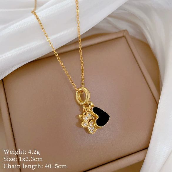 Wholesale Titanium Steel Copper Microinlay Geometric Minimalist Necklace Unisex With Real Gold Electroplating And Diamond Design