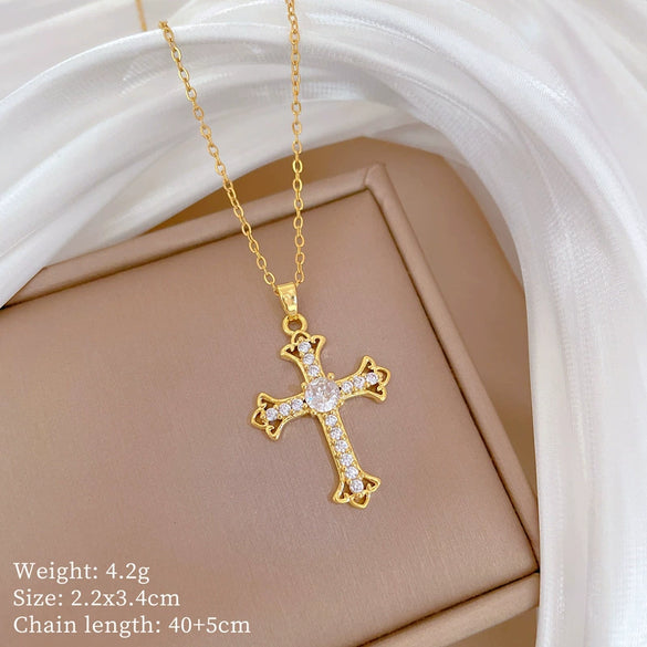 Wholesale Titanium Steel Copper Microinlay Geometric Minimalist Necklace Unisex With Real Gold Electroplating And Diamond Design