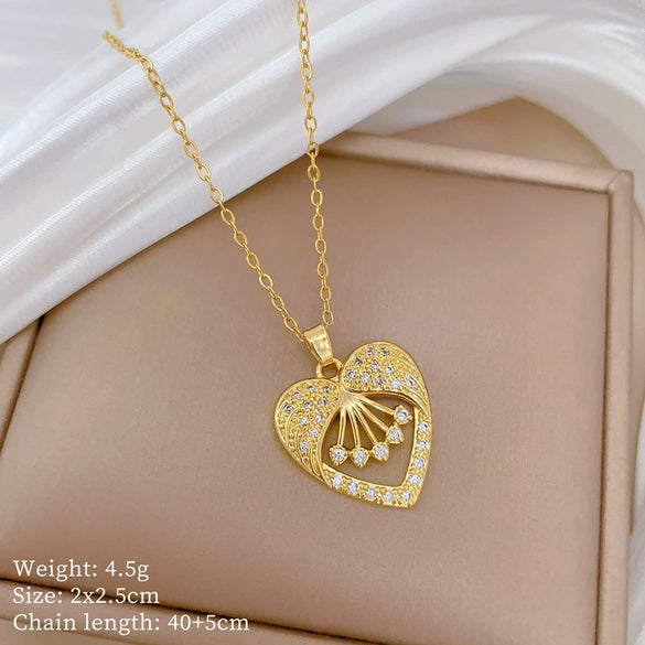 Wholesale Titanium Steel Copper Microinlay Geometric Minimalist Necklace Unisex With Real Gold Electroplating And Diamond Design