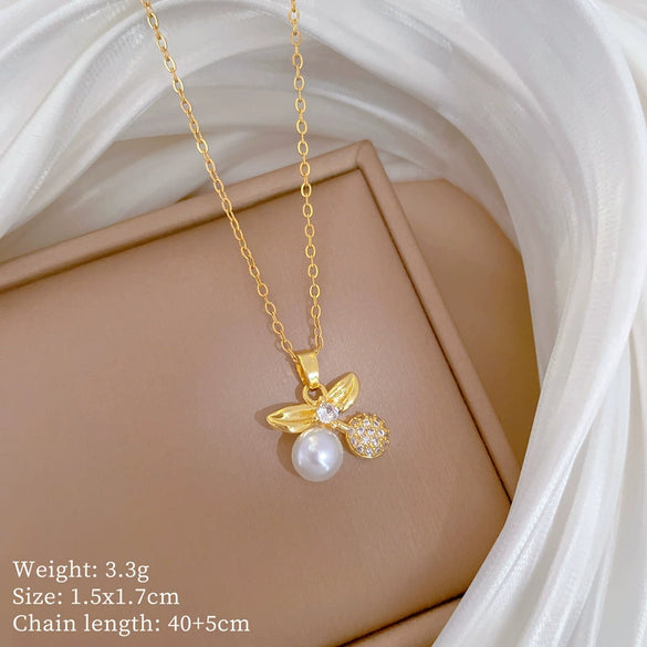Wholesale Titanium Steel Copper Microinlay Geometric Minimalist Necklace Unisex With Real Gold Electroplating And Diamond Design