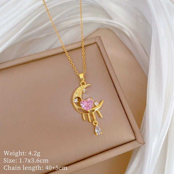 Wholesale Titanium Steel Copper Microinlay Geometric Minimalist Necklace Unisex With Real Gold Electroplating And Diamond Design