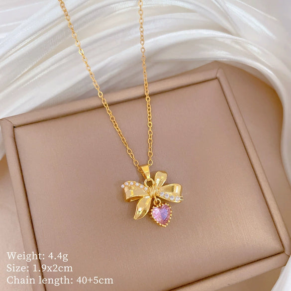 Wholesale Titanium Steel Copper Microinlay Geometric Minimalist Necklace Unisex With Real Gold Electroplating And Diamond Design
