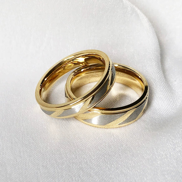 Wholesale Titanium Steel Couple Ring Simple Style Geometric Pattern Electroplated