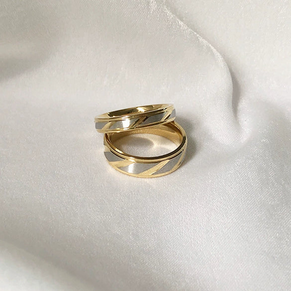 Wholesale Titanium Steel Couple Ring Simple Style Geometric Pattern Electroplated