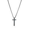 Wholesale Titanium Steel Cross Necklace With Geometric Pendant And Pearl Chain Electroplated