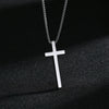 Wholesale Titanium Steel Cross Necklace With Geometric Pendant And Pearl Chain Electroplated