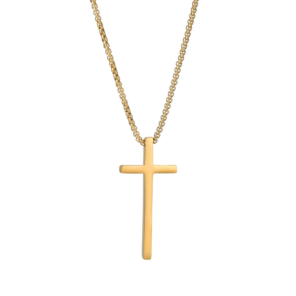 Wholesale Titanium Steel Cross Pendant Jewelry With Pearl Chain And Electroplating Treatment