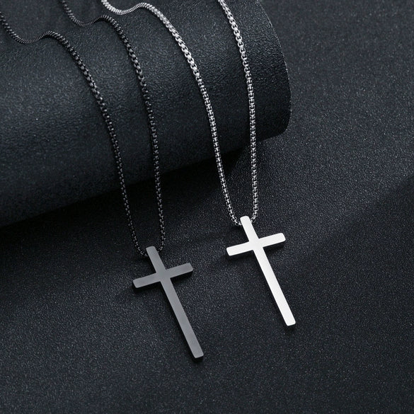 Wholesale Titanium Steel Cross Pendant Jewelry With Pearl Chain And Electroplating Treatment
