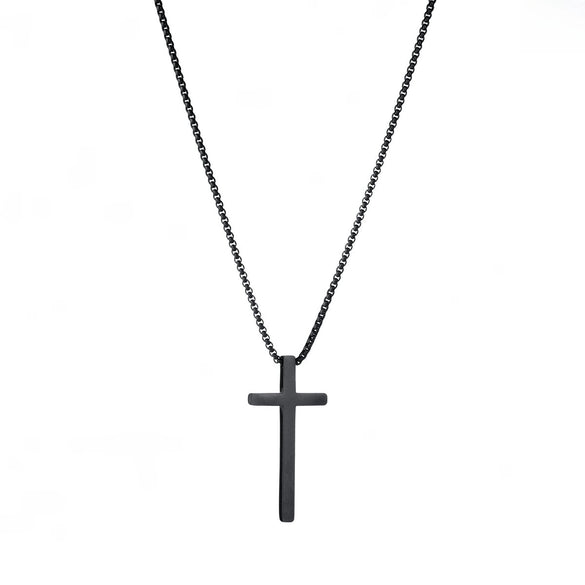 Wholesale Titanium Steel Cross Pendant Jewelry With Pearl Chain And Electroplating Treatment