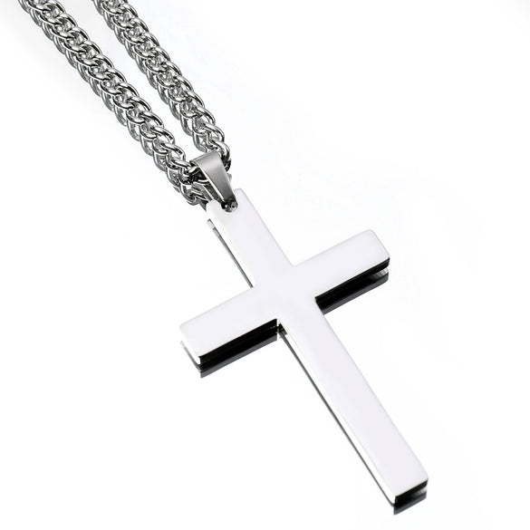 Wholesale Titanium Steel Cross Pendant Necklace For Men And Women With Electroplating
