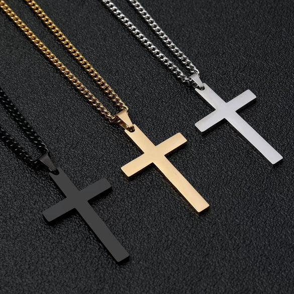 Wholesale Titanium Steel Cross Pendant Necklace For Men And Women With Electroplating
