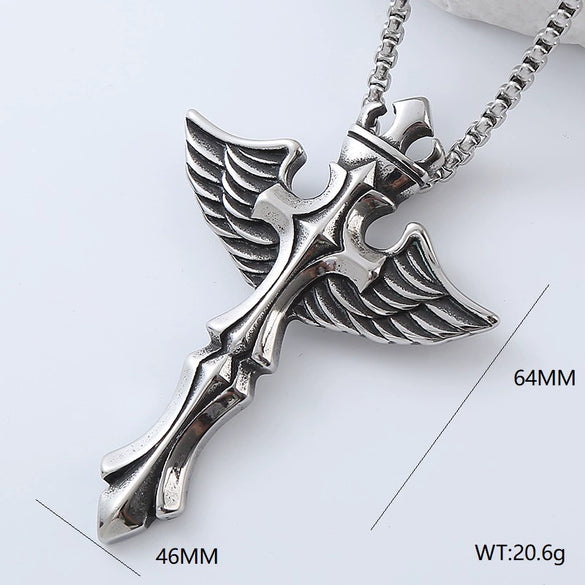 Wholesale Titanium Steel Cross Pendant Necklace Geometric Punk Hiphop Style With Polishing